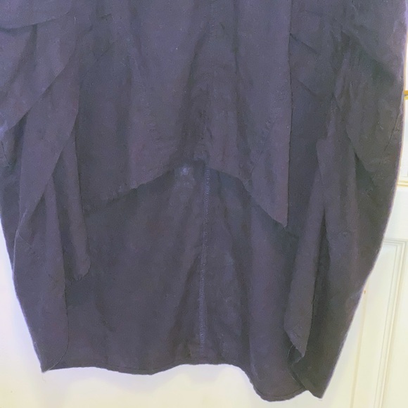 Cynthia Rowley Navy Blue Linen Asymmetrical Cowl Neck Dress - Picture 4 of 6